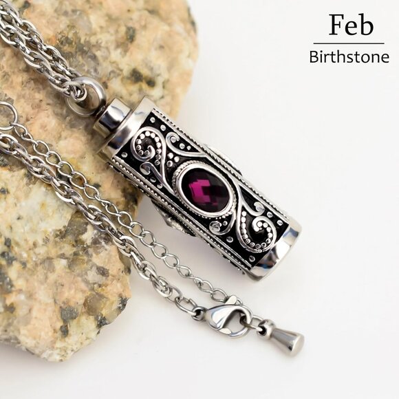 Lightweight Purple Memorial Pendant with Secure Ash Holder - Forever Close - Picture 3 of 7